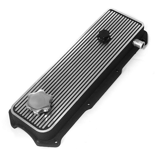 TAMPA VALVULA VW AP ALUMINIO PRETA ALETADA DIAMANTADA (RC207PT) RACE CHROME