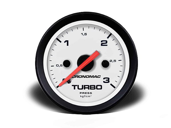 MANÔMETRO TURBO 52MM MECÂNICO 3KG STREET BRANCO (155303SB) CRONOMAC