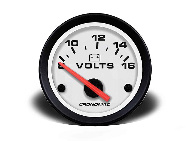VOLTÍMETRO 52MM 12V STREET BRANCO CRONOMAC