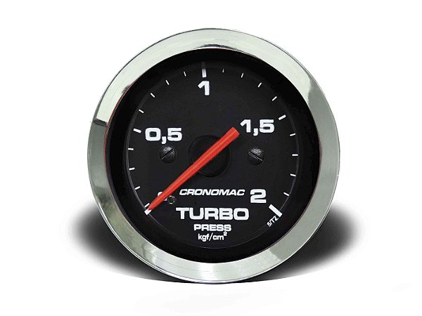 MANÔMETRO TURBO 52MM MECÂNICO 2KG CROMA PRETO (155302CP) CRONOMAC