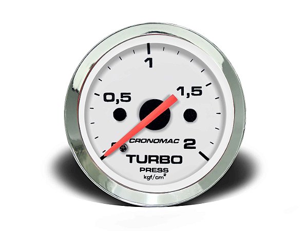 MANÔMETRO TURBO 52MM MECÂNICO 2KG CROMA BRANCO (155302CB) CRONOMAC
