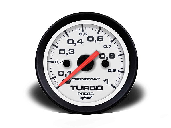 MANÔMETRO TURBO 52MM MECÂNICO 1KG STREET BRANCO (155301SB) CRONOMAC