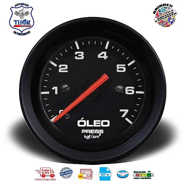 MANÔMETRO ÓLEO 52MM MECÂNICO 7KG STREET PRETO (155107SP) CRONOMAC