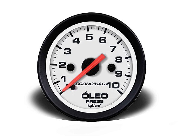 MANÔMETRO ÓLEO 52MM MECÂNICO 10KG STREET BRANCO (155100SB) CRONOMAC