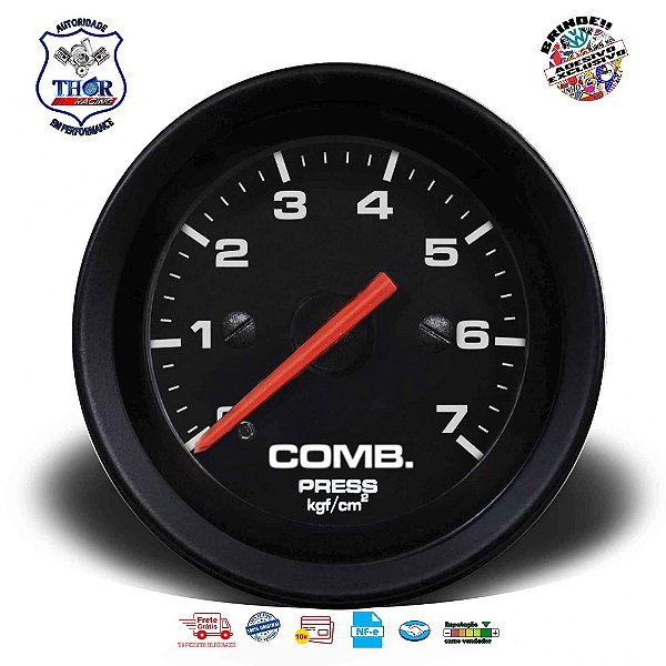 MANÔMETRO COMBUSTÍVEL 52MM MEC 7KG STREET PT (155207SP) CRONOMAC