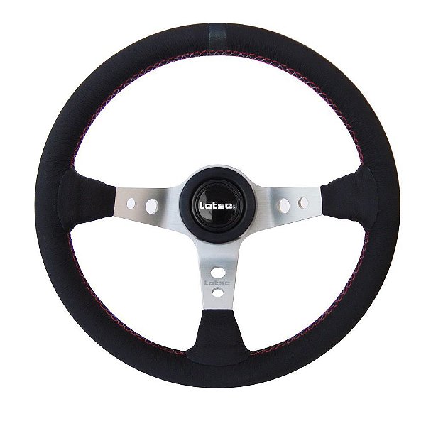 VOLANTE GTI COURO PT HASTE PRATA LOTSE