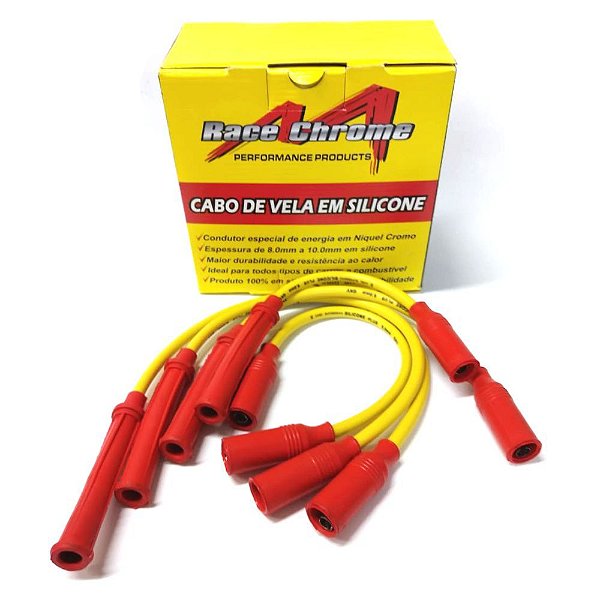 CABO VELA SILICONE 8MM VW AP SANTANA/PASSAT/GOL/VOYAGE  SEM PINO RACE CHROME