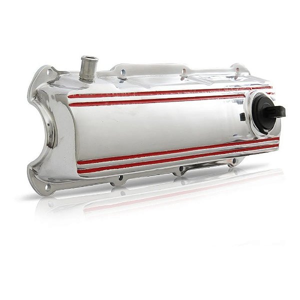 TAMPA VÁLVULA VW AP ALUMÍNIO CROMADO FRISOS VERMELHOS (RC206CR) RACE CHROME