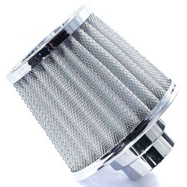 FILTRO AR GRANDE DUPLO FLUXO TELA ALUMINIO BASE RÍGIDA CROMADO RACE CHROME