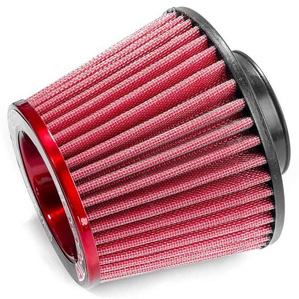 FILTRO AR GRANDE MONOFLUXO BASE DE BORRACHA 62MM VERMELHO RACE CHROME
