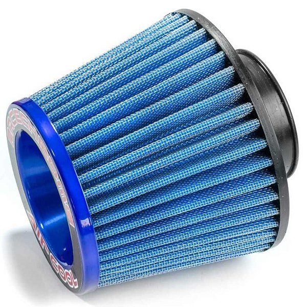 FILTRO AR GRANDE MONOFLUXO BASE DE BORRACHA 70MM AZUL RACE CHROME