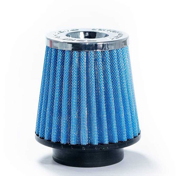 FILTRO AR MÉDIO DUPLO FLUXO BASE BORRACHA 62MM AZUL RACE CHROME