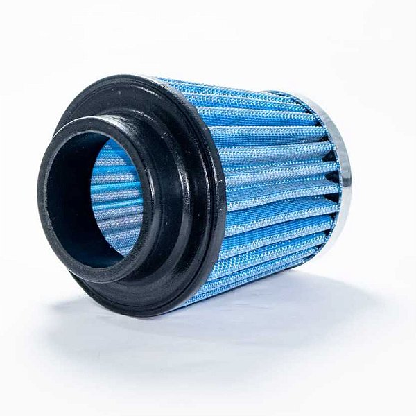 FILTRO AR MÉDIO DUPLO FLUXO BASE BORRACHA 70MM AZUL RACE CHROME