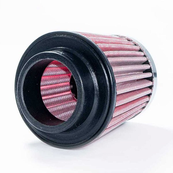 FILTRO AR MÉDIO DUPLO FLUXO BASE BORRACHA 70MM VERMELHO RACE CHROME