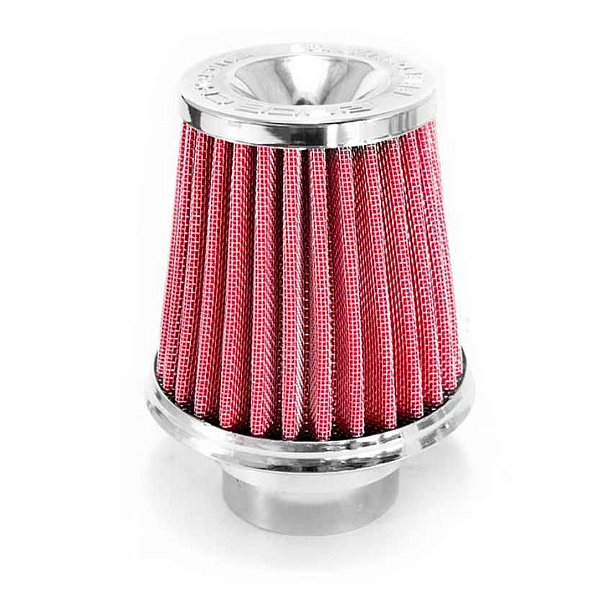 FILTRO AR MÉDIO MONOFLUXO BASE RÍGIDA VERMELHO RACE CHROME