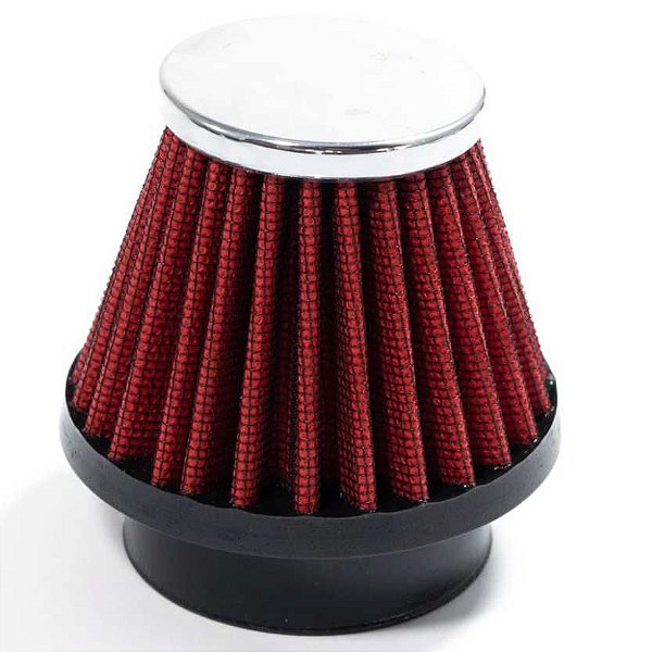 FILTRO AR PARA MOTO BASE BORRACHA 43MM VERMELHO RACE CHROME