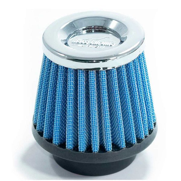 FILTRO AR PEQUENO BAIXO MONOFLUXO BASE BORRACHA 52MM AZUL (RC001AZ) RACE CHROME