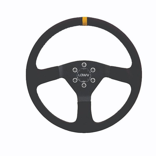 VOLANTE R SPAK SUEDE HASTE PRETA REVESTIDA TARJA AMARELA (SPK 1S51T) LOWV