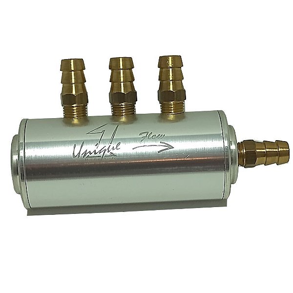 DIVISOR COMBUSTÍVEL FLAUTA SEM FILTRO PRATA NIPLES DE 1/2" (UN050) UNIQUE