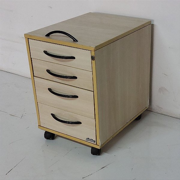 Gaveteiro Giroflex seminovo, em mdf 18mm, com 4 gavetas e rodizio