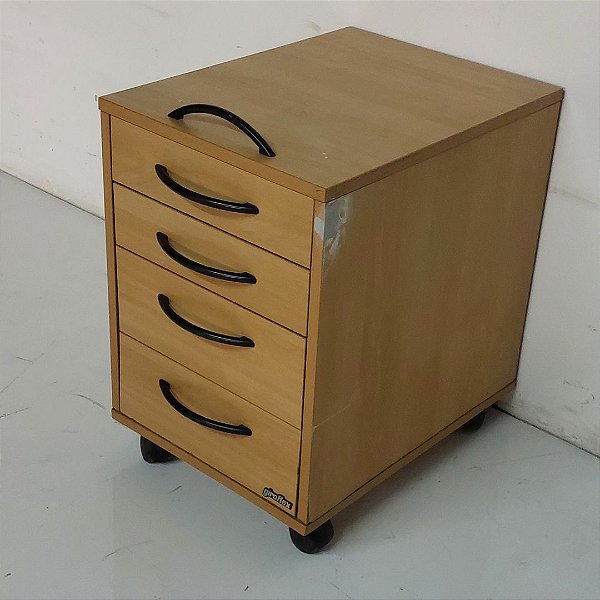 Gaveteiro Giroflex seminovo, em mdf 18mm, com 4 gavetas e rodizio