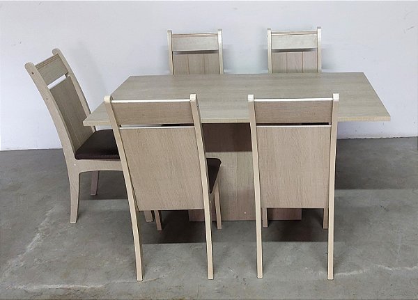 Mesa com 5 cadeira em mdf seminova