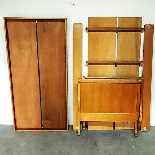 Cama Solteiro marfim Madeira Maciça Tipo Marquesa com auxiliar