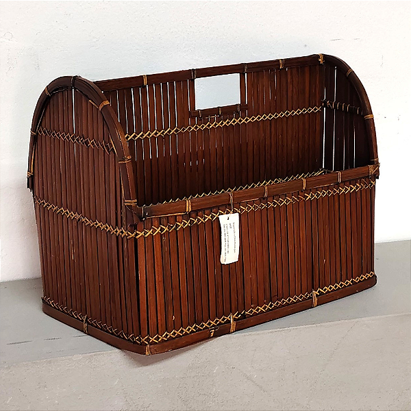 Cesta Revisteiro de Armazenamento de Bambu Vintage