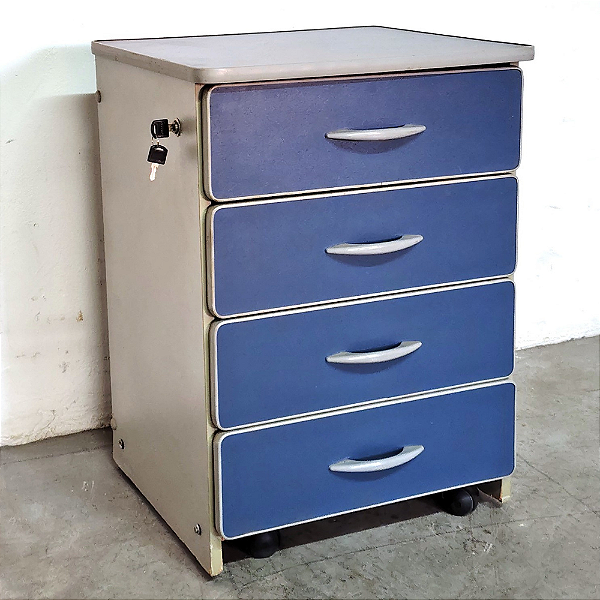 Gaveteiro em MDF Volante 04 Gavetas com Chave Para Escritorio