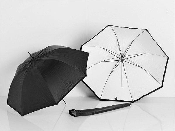Sombrinha para estúdio fotográfico seminova prata e dourada 95cm