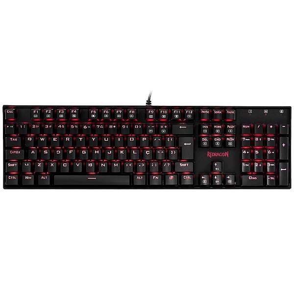 Teclado Mecânico Gamer Redragon Mitra, LED Red Switch Black PT - K551-1