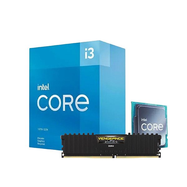 Kit Upgrade, Intel I3-10105F, Memória Ram Corsair 8GB 2666MHz DDR4