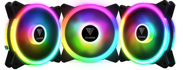 Kit 3 Cooler FAN Gamdias, 120mm, RGB - AEOLUS M2-1203 LITE