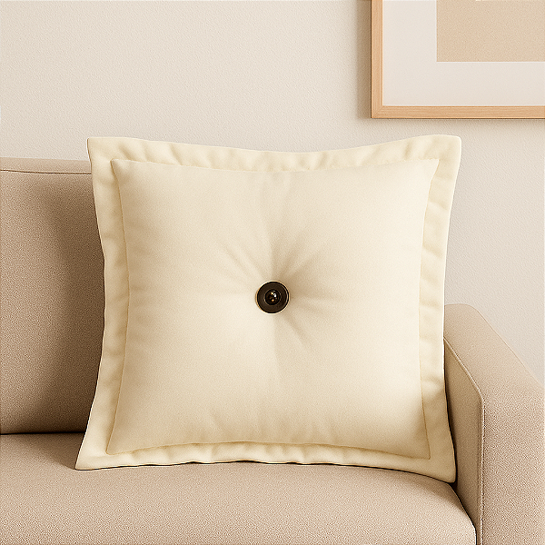 Almofada Decorativa 36x36cm Oxford com Botão Central