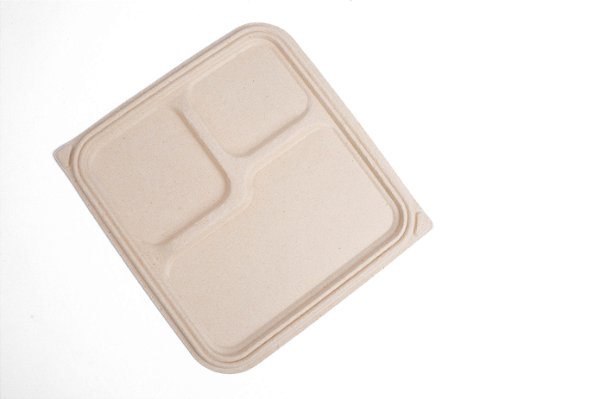 Tampa Marmitex Palha de Milho 850ml com 3 Divisórias - 200un