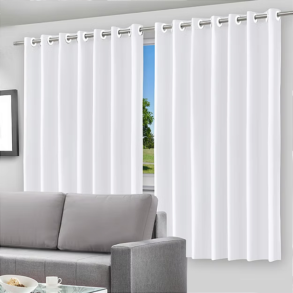 Cortina Blackout Película Cinza com Ilhós - 200x140cm
