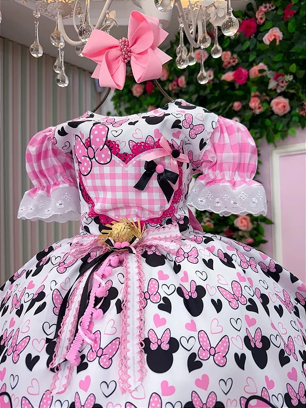 Vestido Junino Tematico Luxo Minnie
