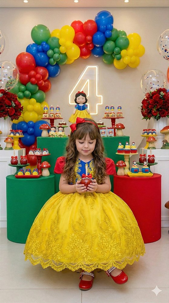 Vestido Marie Temático Realeza Branca De Neve
