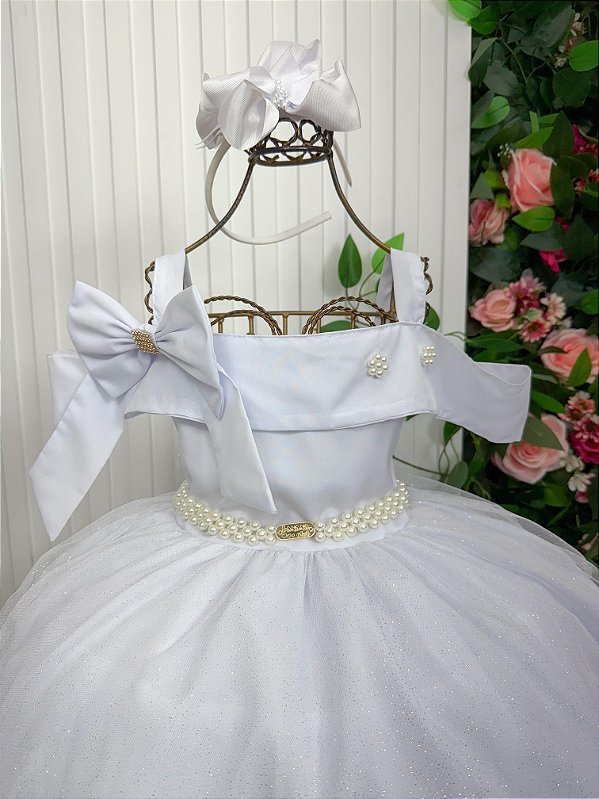 Vestido Banana Club Longo Doce Elegancia Branco