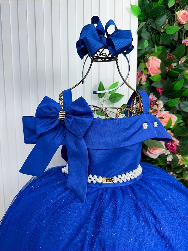 Vestido Banana Club Longo Doce Elegancia Azul Royal