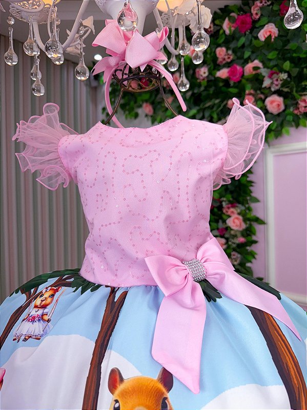 Vestido Temáticos Infantil Luxo Capivara