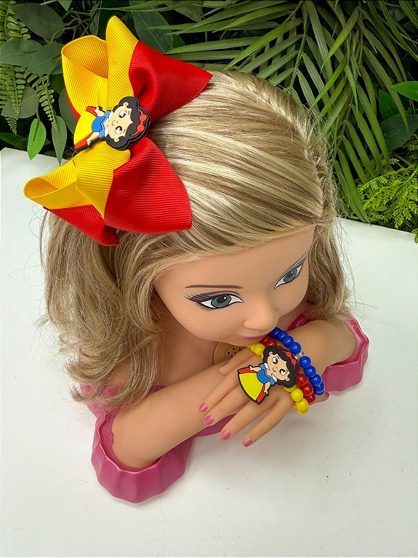 Laço Belli Tematico Branca De neve + Pulseira