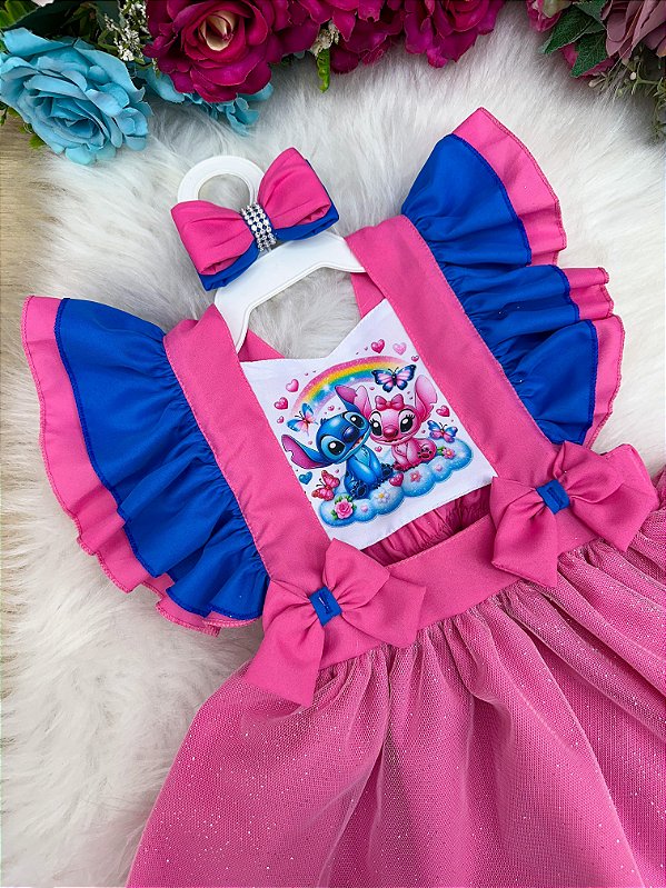 Romper/Vestido Princesa Belli Tematico Stitch e Angel