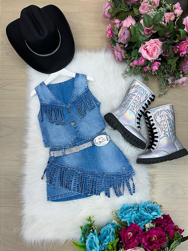 Conjunto Blogueirinha Boiadeira Maraisa Jeans
