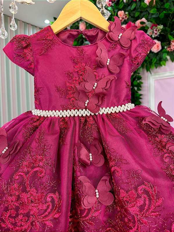 Vestido Marie Jardim Encantado Luxo Marsala