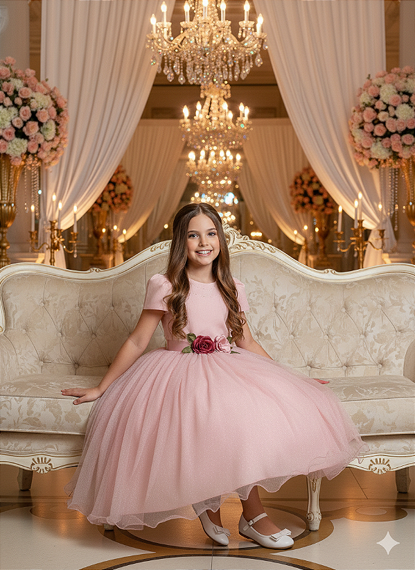 Vestido Juvenil Vila Lele Luiza Rose
