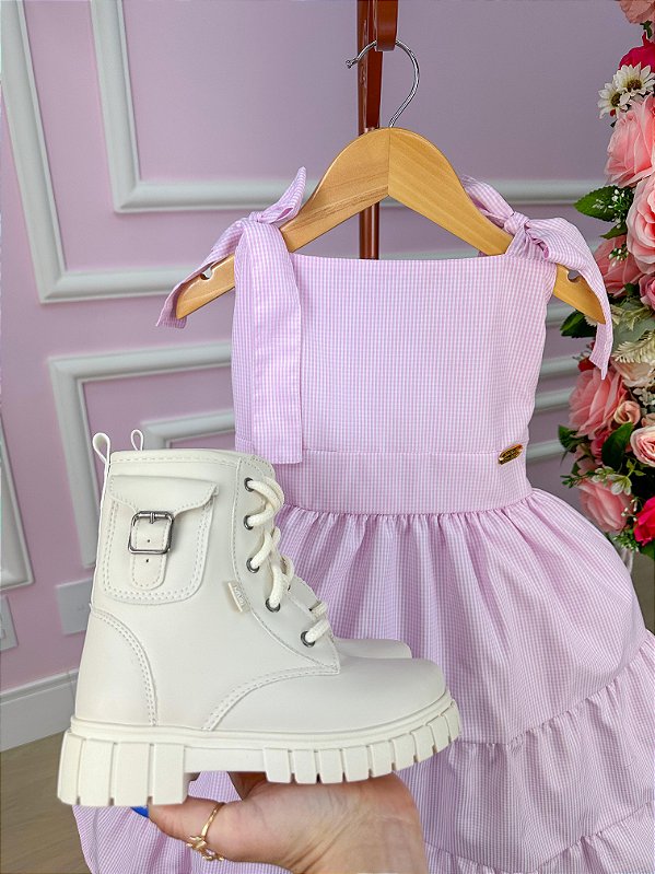 Vestido Banana Club Amelia Xadrez Rosa Bebe
