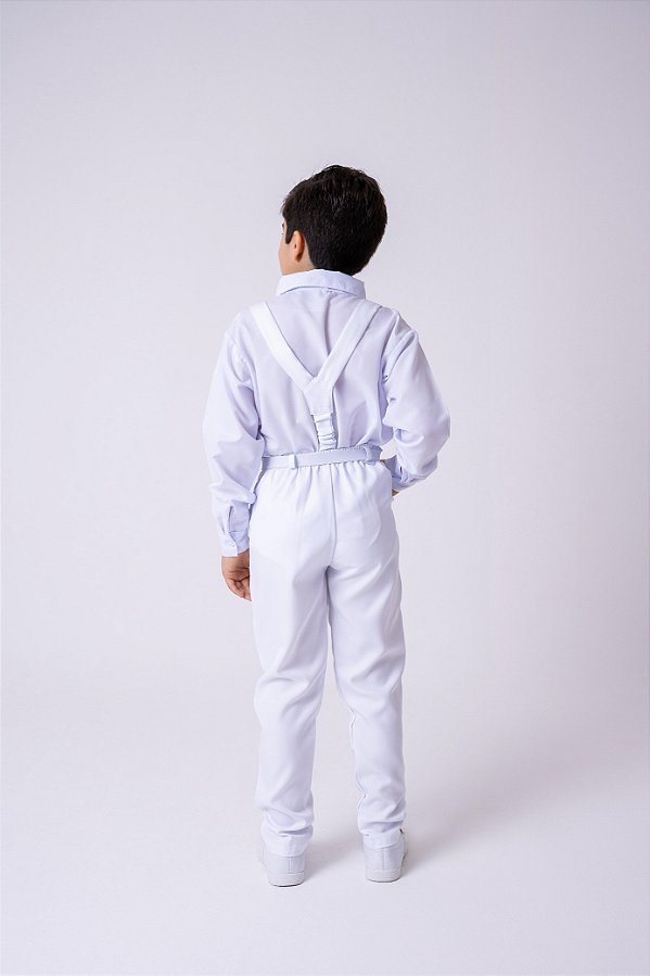 Conjunto Meninos Miss Cherry Leo Suspensorio Branco