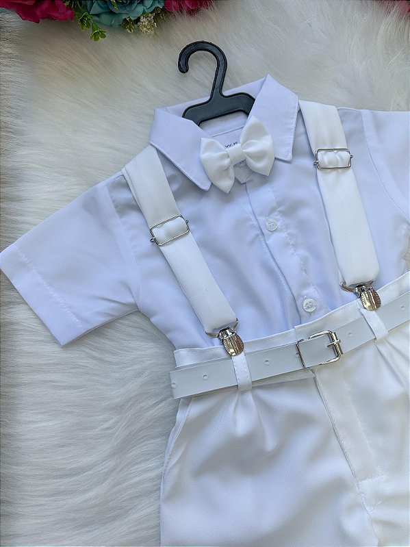 Conjunto Miss Cherry Meninos Social Shorts Ravi Branco