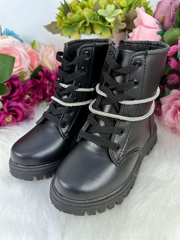Bota Coturno Flor Di Mila Preta Fashion
